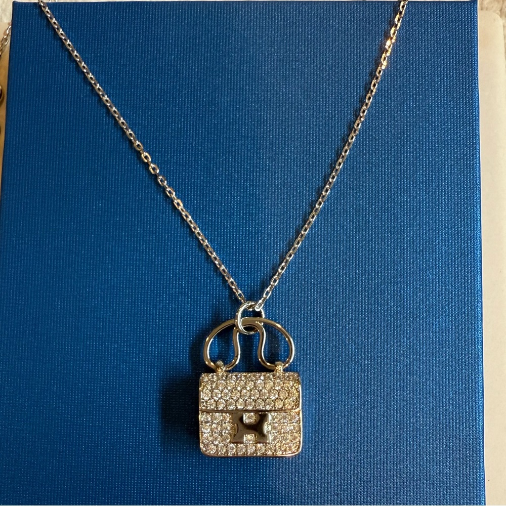 Silver Purse Charm Necklace